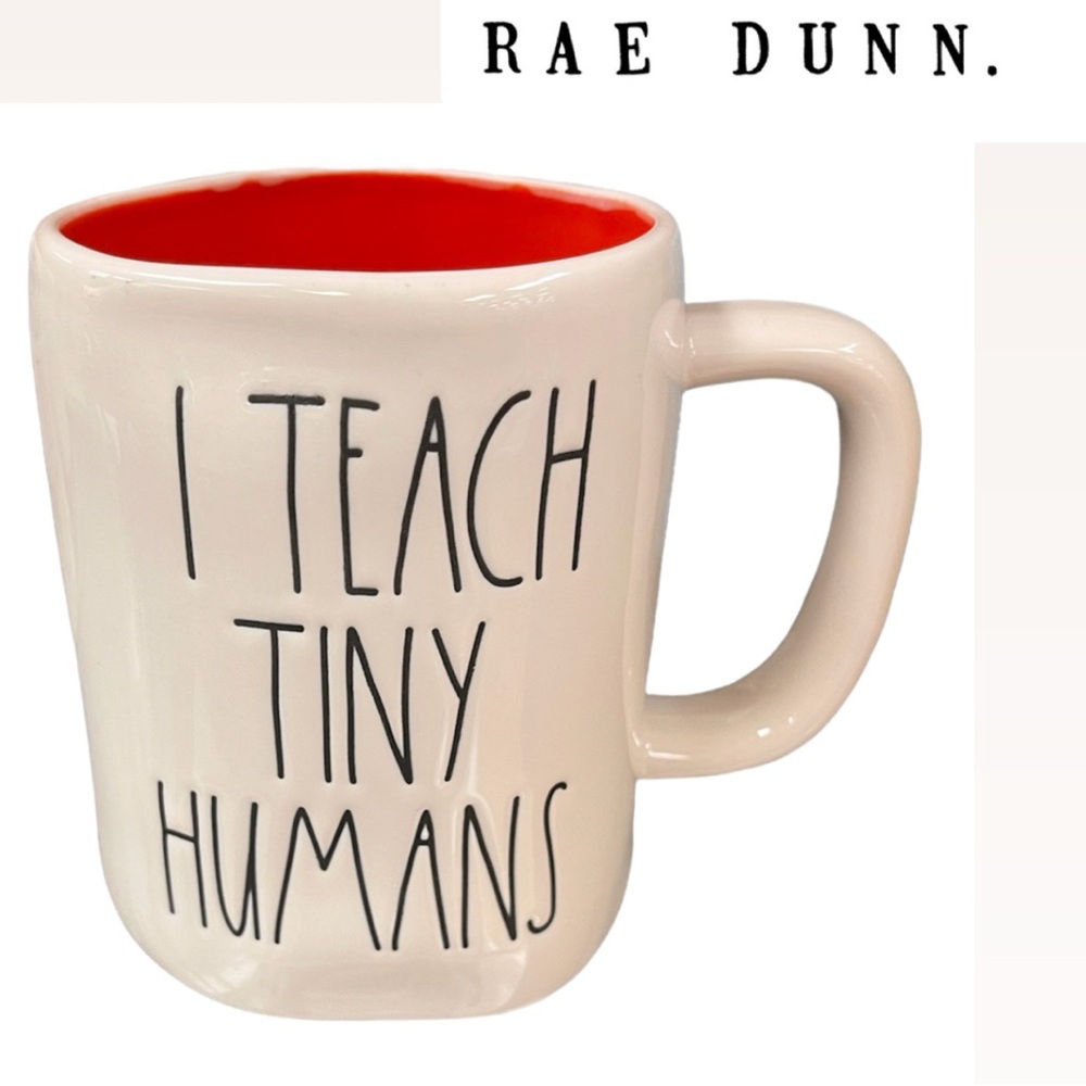 Rae Dunn - I Teach Tiny Humans - White Ceramic Mug with Red Interior